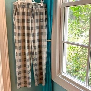 ND Plaid checkered cat gray pajama long pants